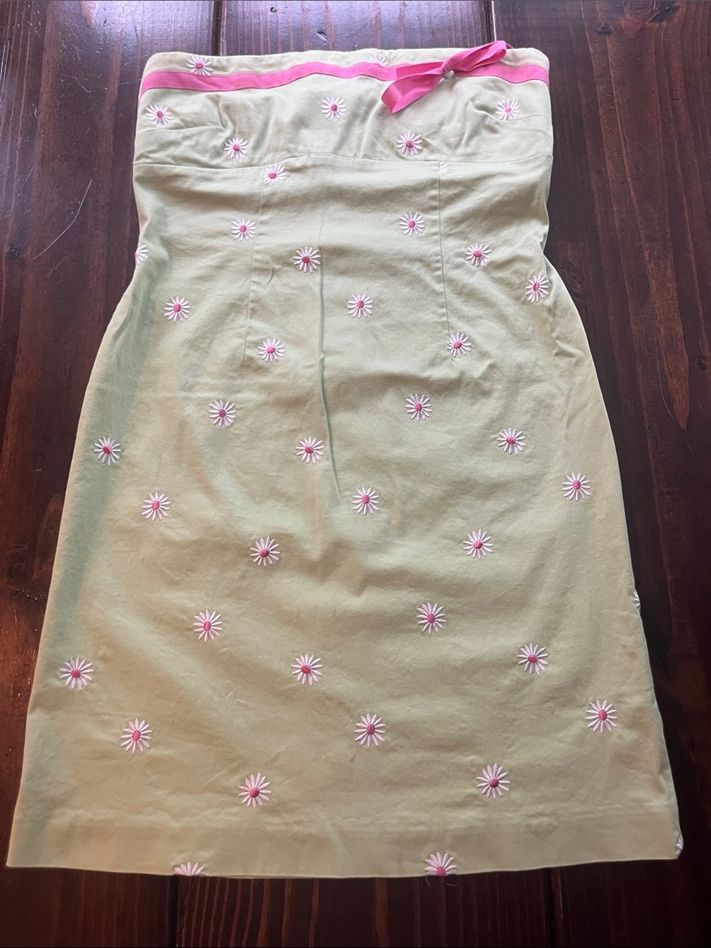 Amanda Smith Strapless Light Green Dress with Pink Accents